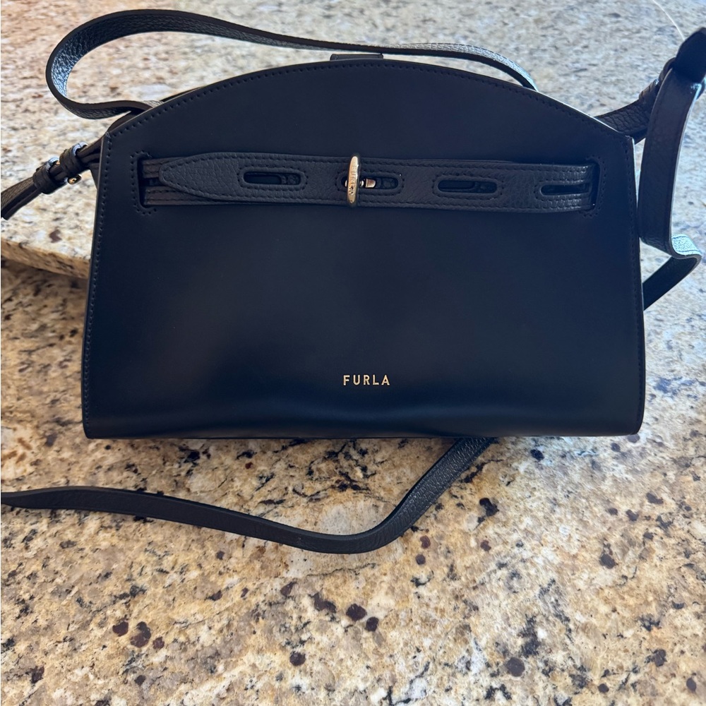 Furla Black Crossbody Bag with Gold Hardware